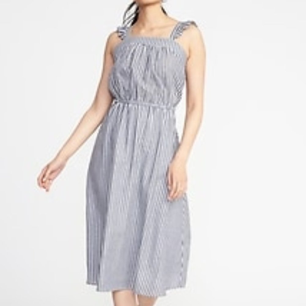 NEW! Old Navy Stripe Ruffle Midi Dress - L Tall